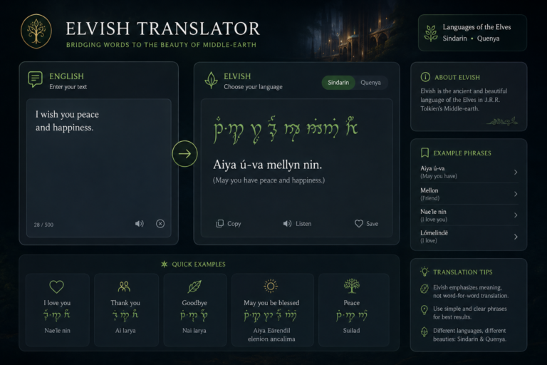 Elvish Blessing and Phrases