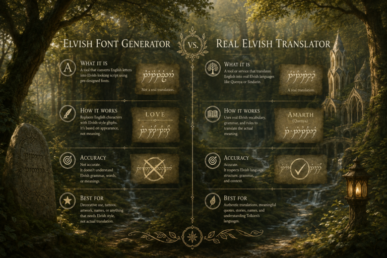 Elvish Font Generator VS Real Translator